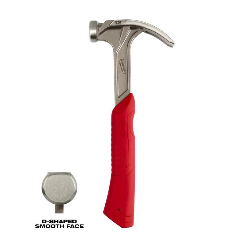 Martillo de garra híbrido de 12 oz. con cara lisa de Milwaukee - 48-22-9019
