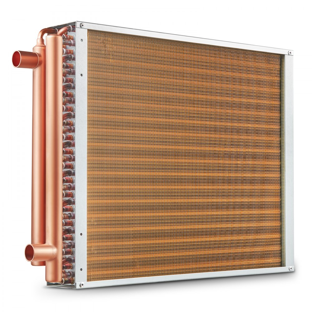 VEVOR Heat Exchanger Water to Air, 18"x 20" with 3-Row 3/8" Copper Ports, 242 Aluminum Fins Heat Exchanger for Outdoor Wood Furnaces, Residential Heating and Cooling, and Forced Air Heating - CPGSHRQ18200VCZ68V0