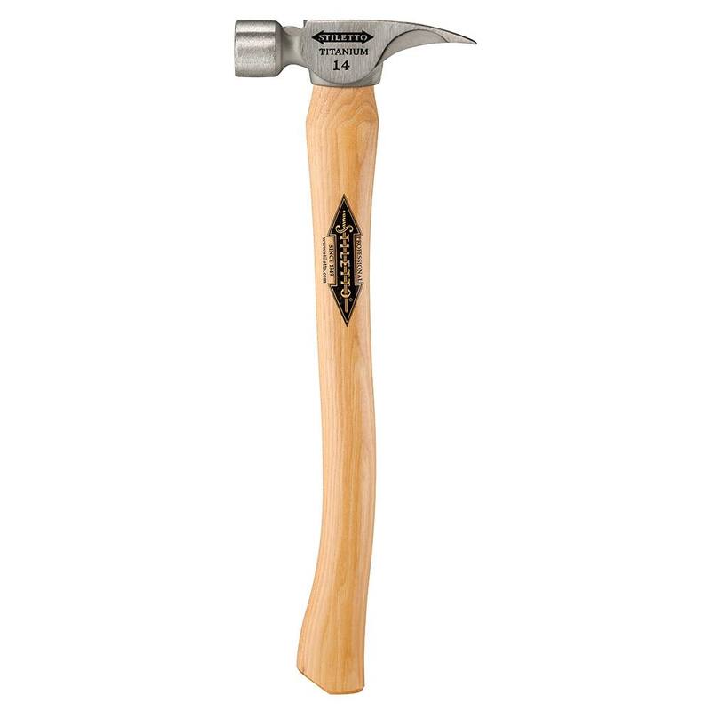 Martillo Stiletto de 14 oz. de titanio con cara lisa y mango de nogal curvo de 18 pulgadas - TI14SC.