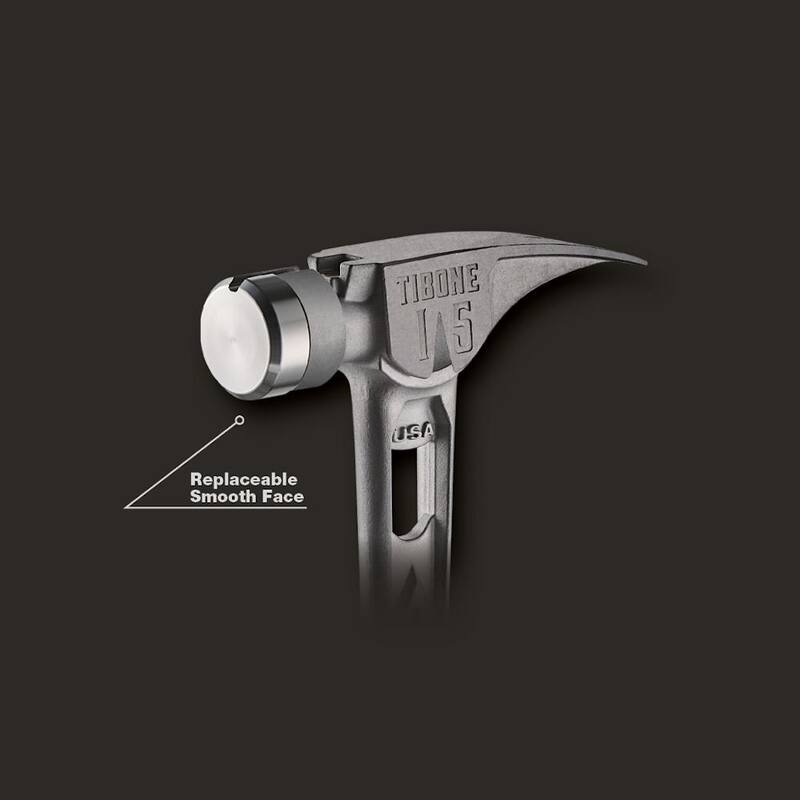 Martillo Stiletto de 15 oz. TiBone con cara lisa y mango curvo - TIB15SC