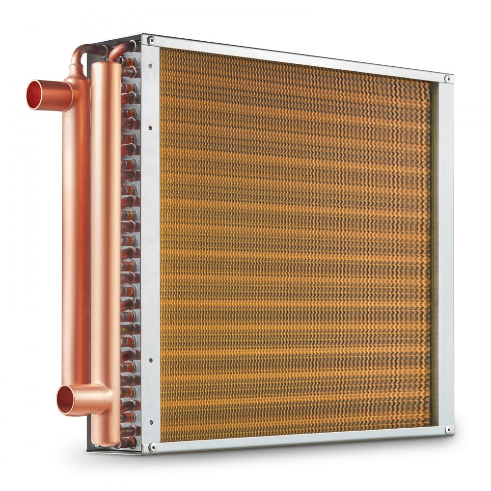 VEVOR Heat Exchanger Water to Air, 16"x 16" with 3-Row 3/8" Copper Ports, 193 Aluminum Fins Heat Exchanger for Outdoor Wood Furnaces, Residential Heating and Cooling, and Forced Air Heating - CPGSHRQ161606S869V0