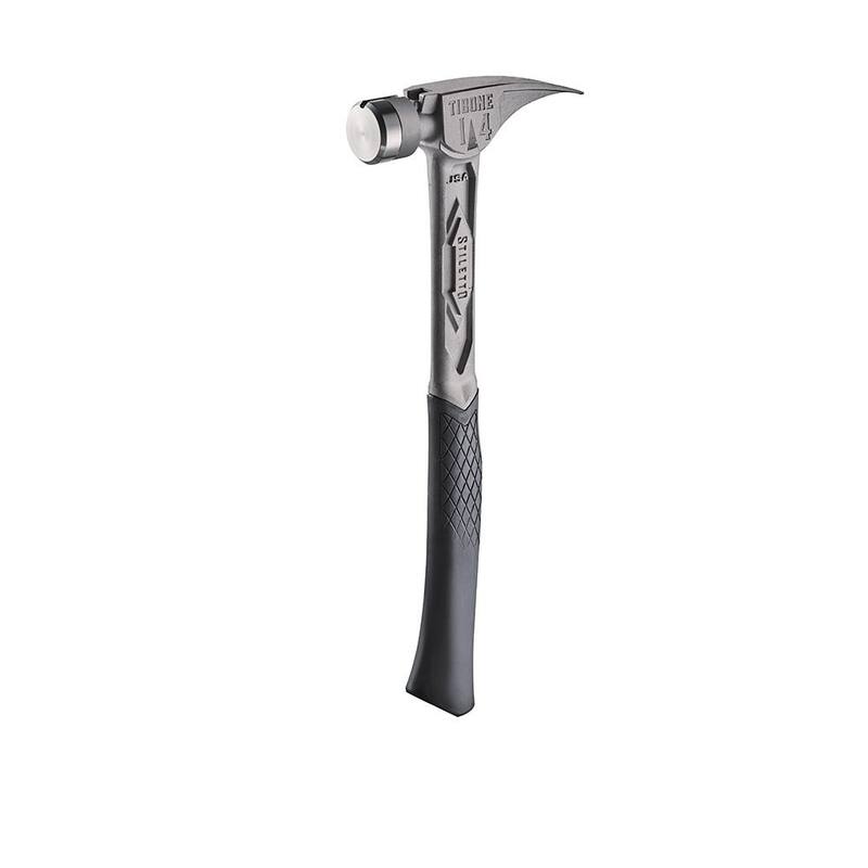 Martillo Stiletto 14 oz. TiBone con cara lisa y mango curvo - TIB14RSC