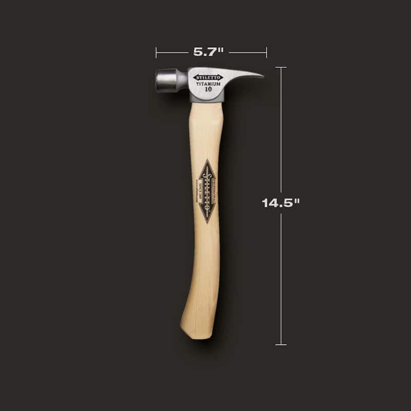 Martillo de titanio Stiletto de 10 oz. con cara lisa y mango de nogal curvado de 14 1/2 pulgadas - FH10C