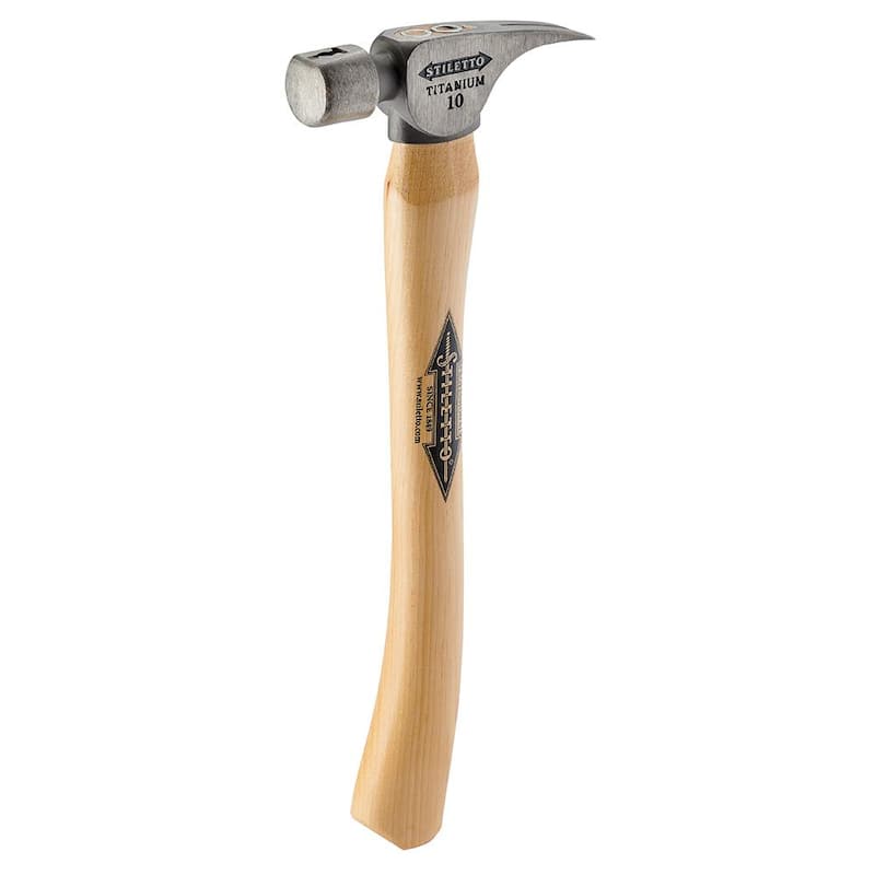 Martillo de titanio Stiletto de 10 oz. con cara lisa y mango de nogal curvado de 14 1/2 pulgadas - FH10C