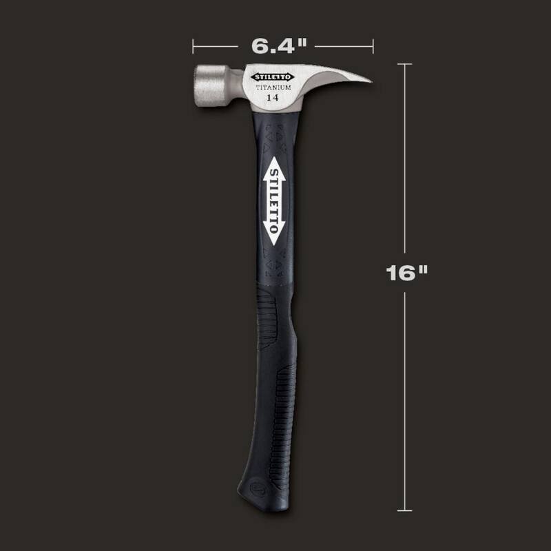 Martillo Stiletto de 14 oz con cabeza de titanio y mango de poliéster/FG curvado de 16 in - TI14MC-F