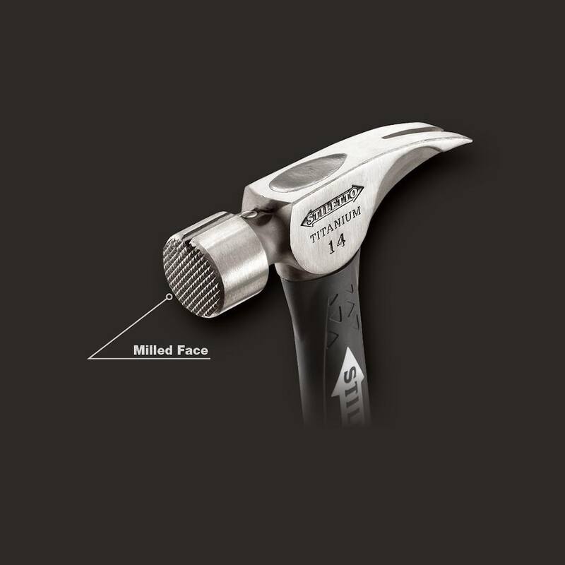 Martillo Stiletto de 14 oz con cabeza de titanio y mango de poliéster/FG curvado de 16 in - TI14MC-F