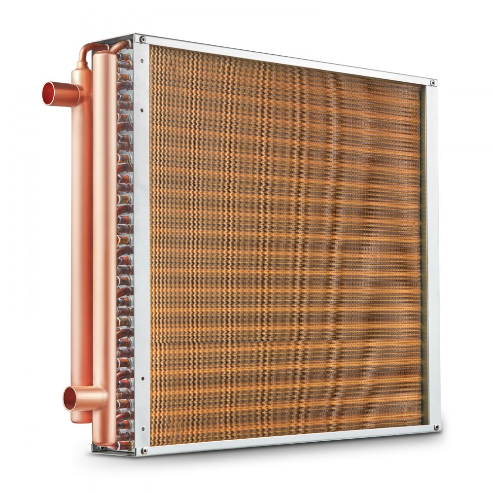 VEVOR Heat Exchanger Water to Air, 20"x 20" with 3-Row 3/8" Copper Ports, 242 Aluminum Fins Heat Exchanger for Outdoor Wood Furnaces, Residential Heating and Cooling, and Forced Air Heating - CPGSHRQ202001R9UUV0