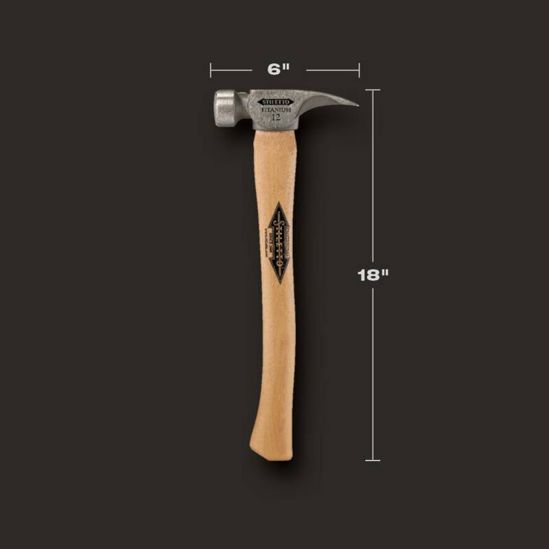 Martillo de titanio Stiletto de 12 oz con cara lisa de 18 in y mango curvado de nogal - TI12SC