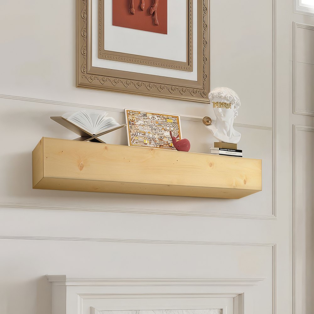 VEVOR Fireplace Mantel Wood Shelf Floating Rustic Fireplace Mantel 60" Natural - FBJXBLJ60YCFFULGEV0