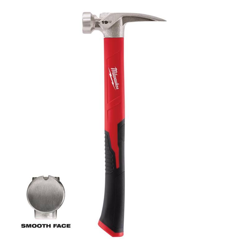 Martillo de mango de poli/fibra de 19 oz con cara lisa de Milwaukee y barra de palanca de 15 pulgadas - 48-22-9316-48-22-9035