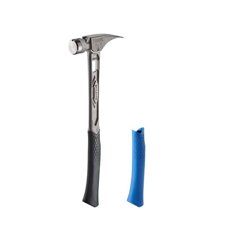 Martillo Stiletto de 15 oz. TiBone con cara lisa y mango curvo con agarre de repuesto azul (2 piezas) - TIB15SC-TBRG-B
