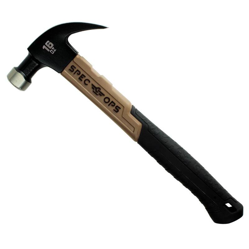 Martillo de garra curva de cara lisa SPEC OPS de 16 oz, mango de fibra de vidrio - SPEC-M16FG
