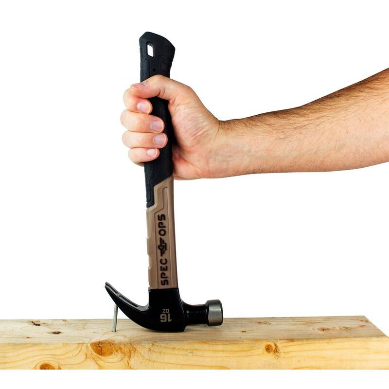 Martillo de garra curva de cara lisa SPEC OPS de 16 oz, mango de fibra de vidrio - SPEC-M16FG