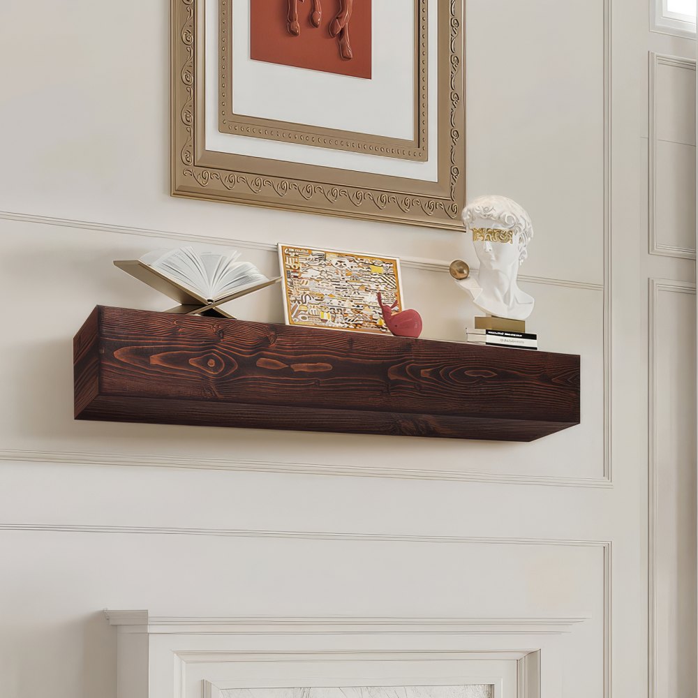 VEVOR Fireplace Mantel Wood Shelf Floating Rustic Fireplace Mantel 60" Brown - FBJXBLJ60YCF9V6H0V0
