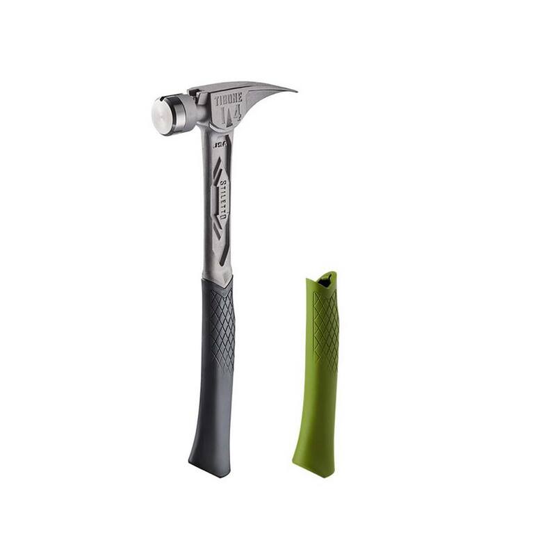 Stiletto 14 oz. TiBone cara lisa con mango curvo con agarre de repuesto verde (2 piezas) - TIB14RSC-TBRG-G