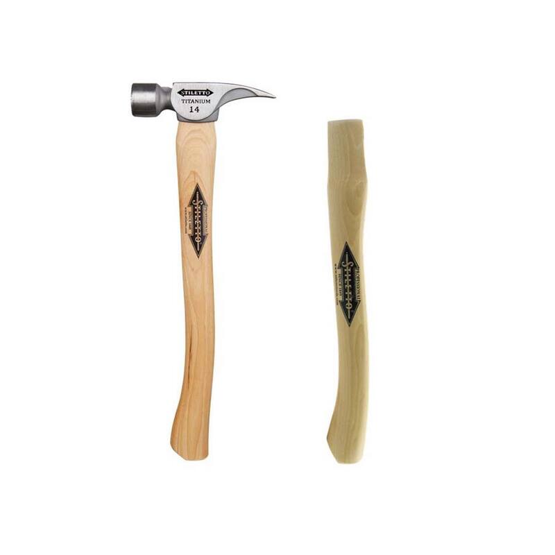 Martillo de titanio de 14 oz de Milwaukee con cara fresada y mango curvo de nogal de 18 pulgadas con mango de repuesto de nogal curvo de 18 pulgadas - Ti14MC-STLHDL-C