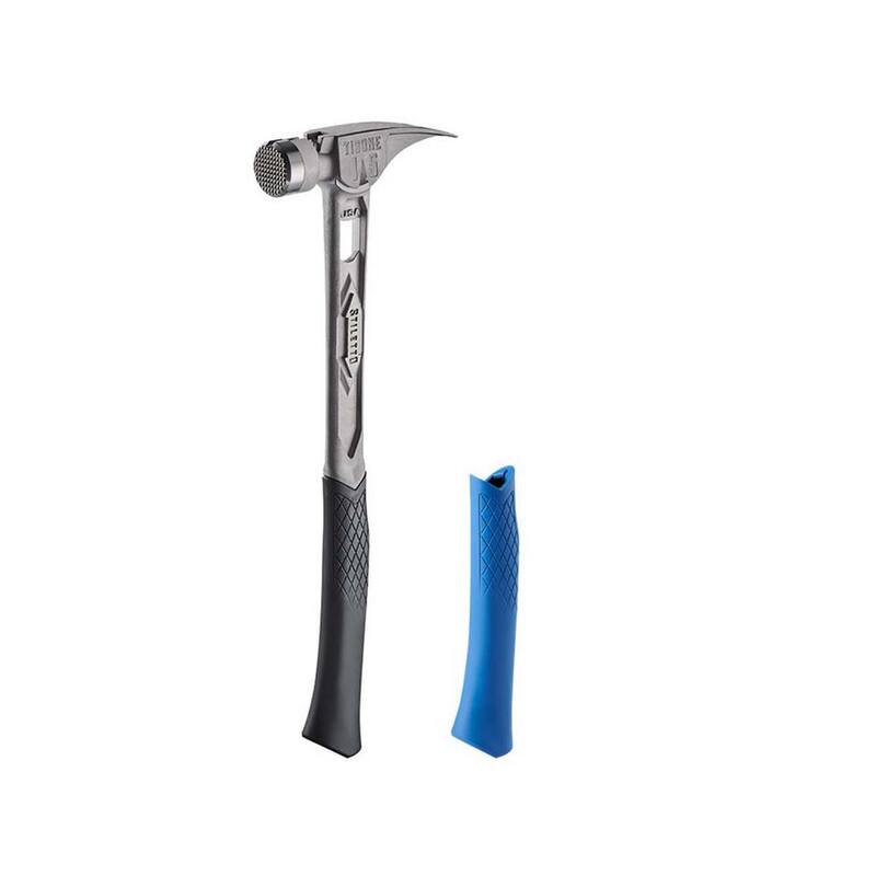 Martillo TiBone de 15 oz con cara fresada y mango curvado con agarre de repuesto azul (2 piezas) - TIB15MC-TBRG-B.