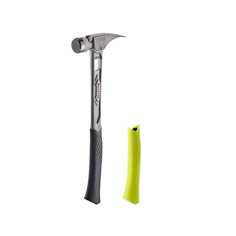 Martillo Stiletto de 15 oz. TiBone con cara fresada y mango curvo con agarre de repuesto amarillo (2 piezas) - TIB15MC-TBRG-Y