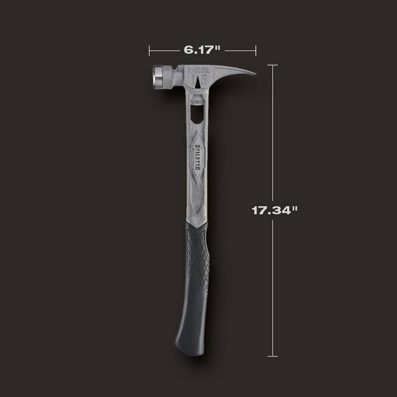 Martillo Stiletto de 15 oz. TiBone con cara fresada y mango curvo con agarre de repuesto amarillo (2 piezas) - TIB15MC-TBRG-Y
