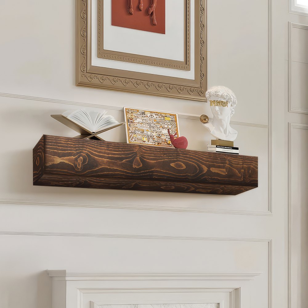 VEVOR Fireplace Mantel Wood Shelf Floating Rustic Fireplace Mantel 84" Brown - FBJXBLJ84YCZOBQPJV0