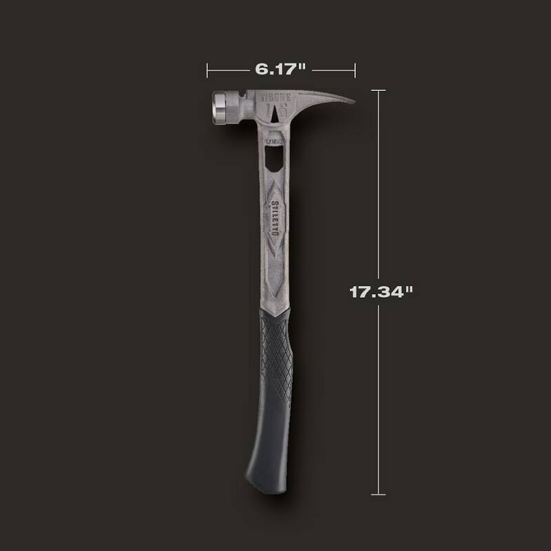 Martillo Stiletto de 15 oz. TiBone con cara lisa y mango curvado con agarre de repuesto verde (2 piezas) - TIB15SC-TBRG-G