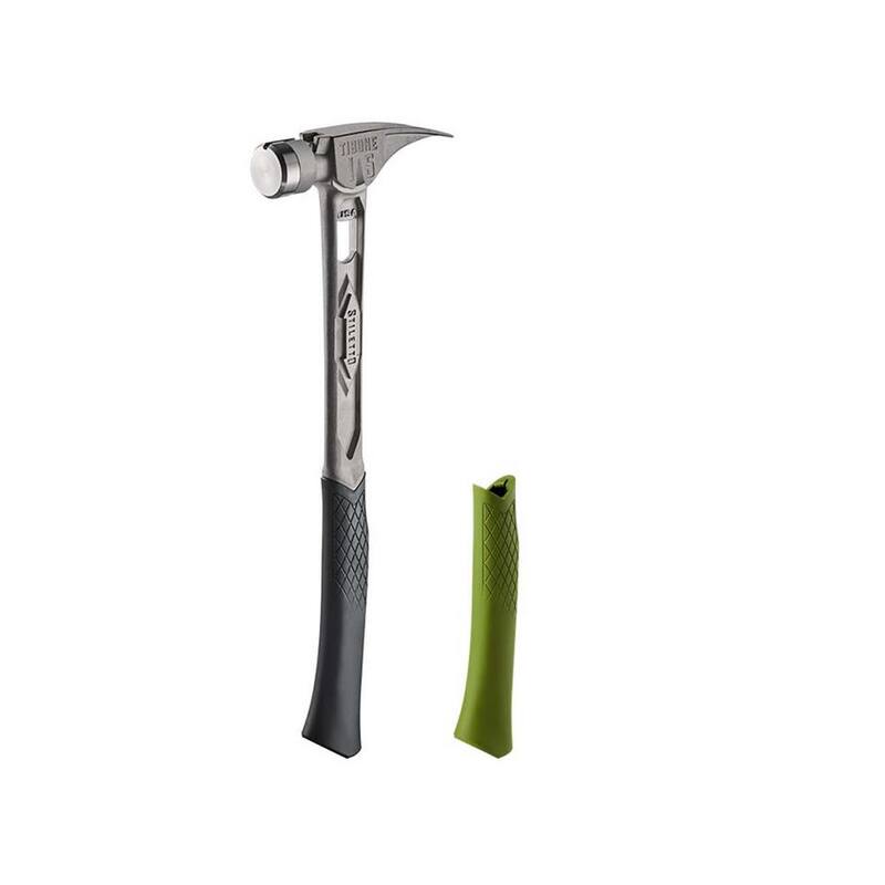 Martillo Stiletto de 15 oz. TiBone con cara lisa y mango curvado con agarre de repuesto verde (2 piezas) - TIB15SC-TBRG-G