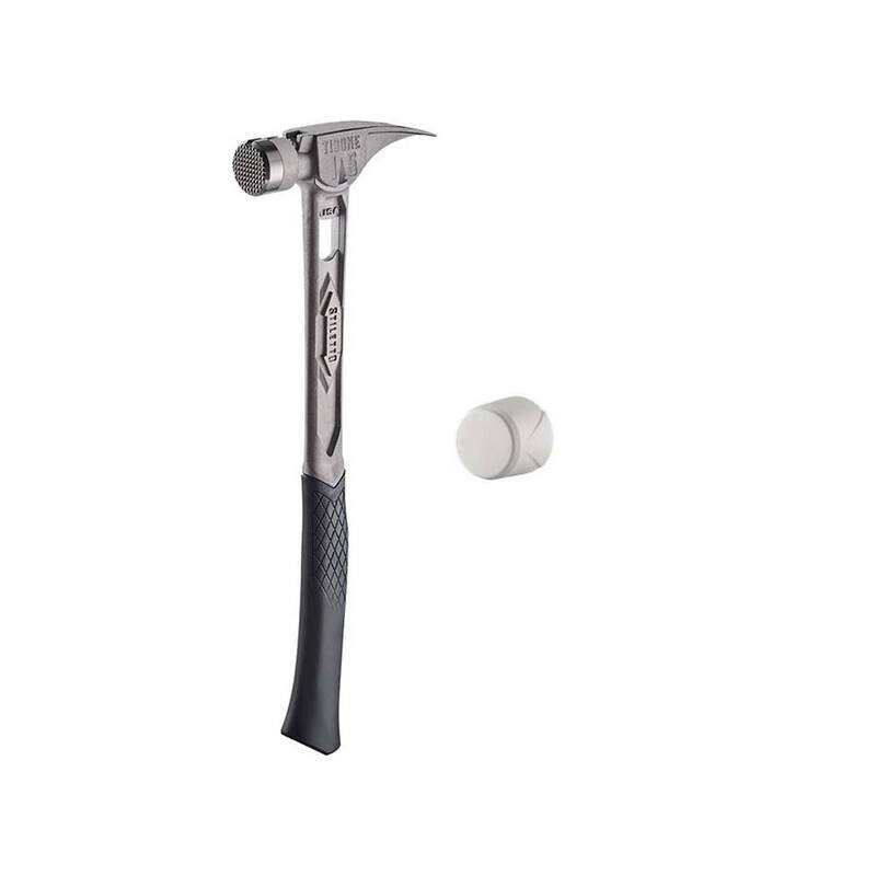 Stiletto 15 oz. TiBone con cara fresada y mango curvado con tapa de mazo TiBone (2 piezas) - TIB15MC-TIB-RMA