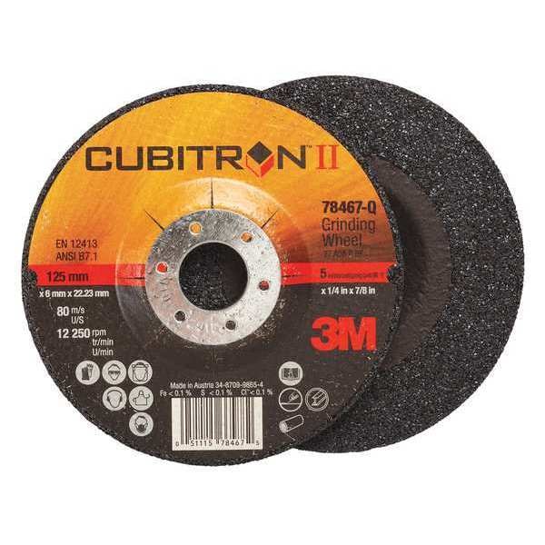 Ruedas de Centro Deprimido 3M Cubitron, Tipo 27, 5 pulgadas de diámetro, 0.25 pulgadas de grosor, tamaño de agujero de árbol de 7/8 pulgadas, cerámica - 78467