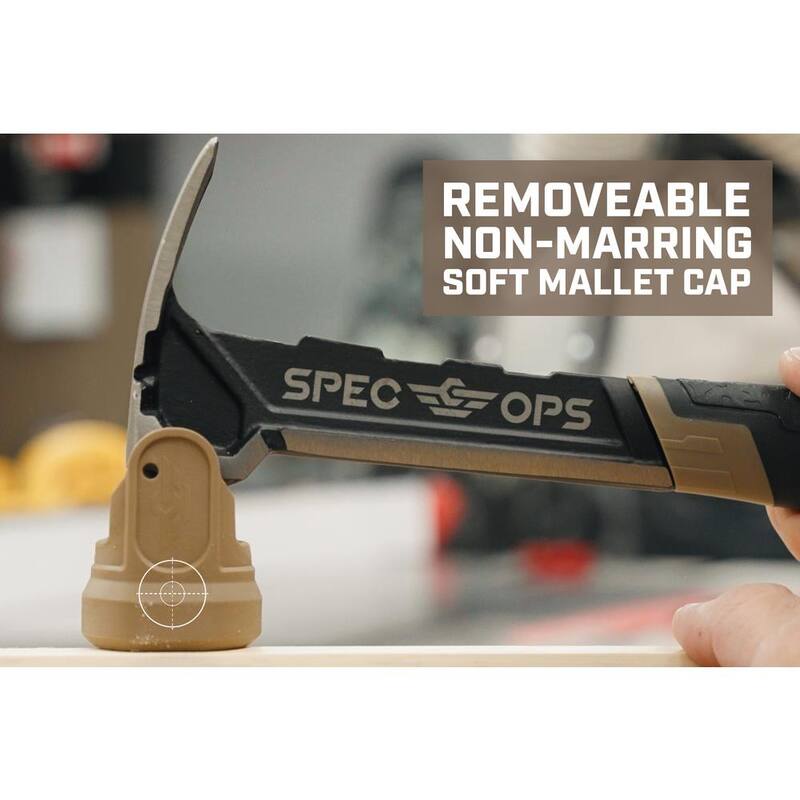 SPEC OPS Martillo de acero, 16 oz., Garra de arrastre, Cara lisa, Agarre absorbente de impactos - SPEC-M16SF-S