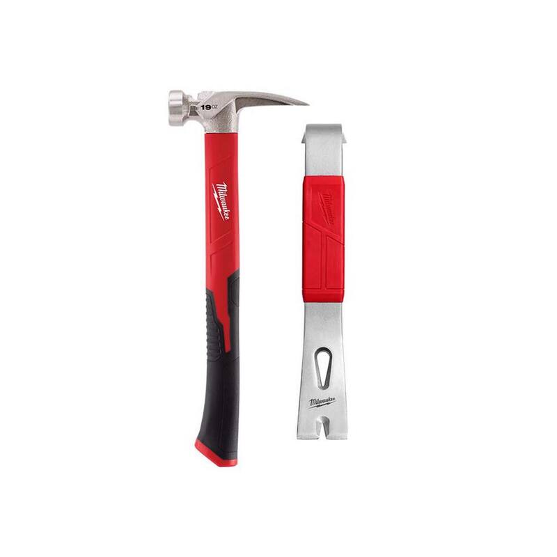 Martillo con mango de poli/fibra de 19 oz de Milwaukee con cara lisa y palanca de 12 in - 48-22-9316-48-22-9034