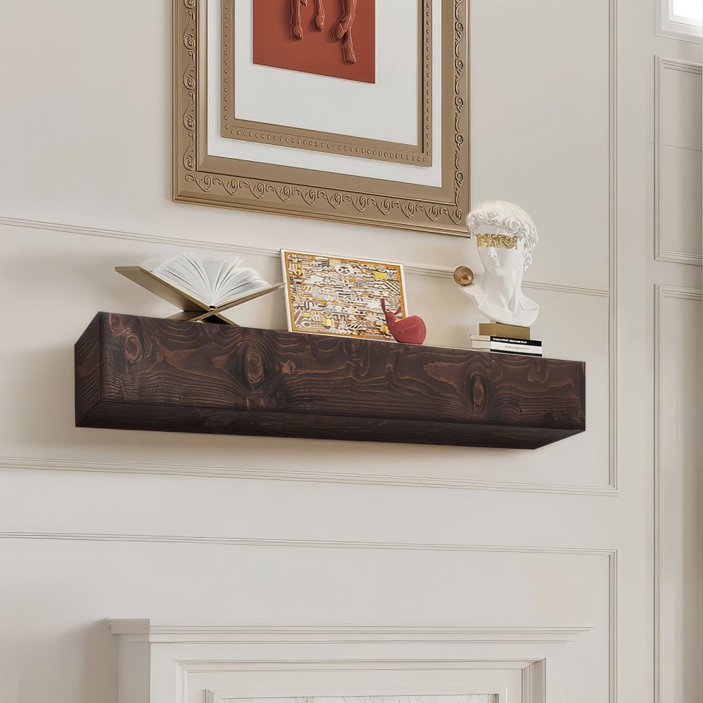 VEVOR Fireplace Mantel Wood Shelf Floating Rustic Mantel Shelf 72" Light Brown - FBJXBLJ72YCQFSC5FV0