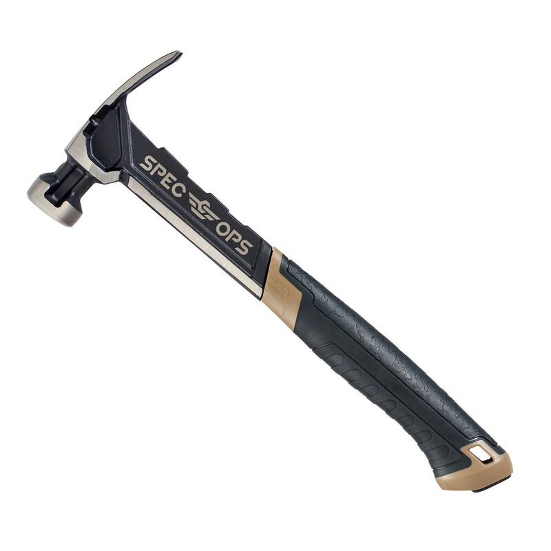 SPEC OPS Martillo de acero, 16 oz., Garra de desgarrar, Cara lisa, Agarre que absorbe impactos - SPEC-M16SF