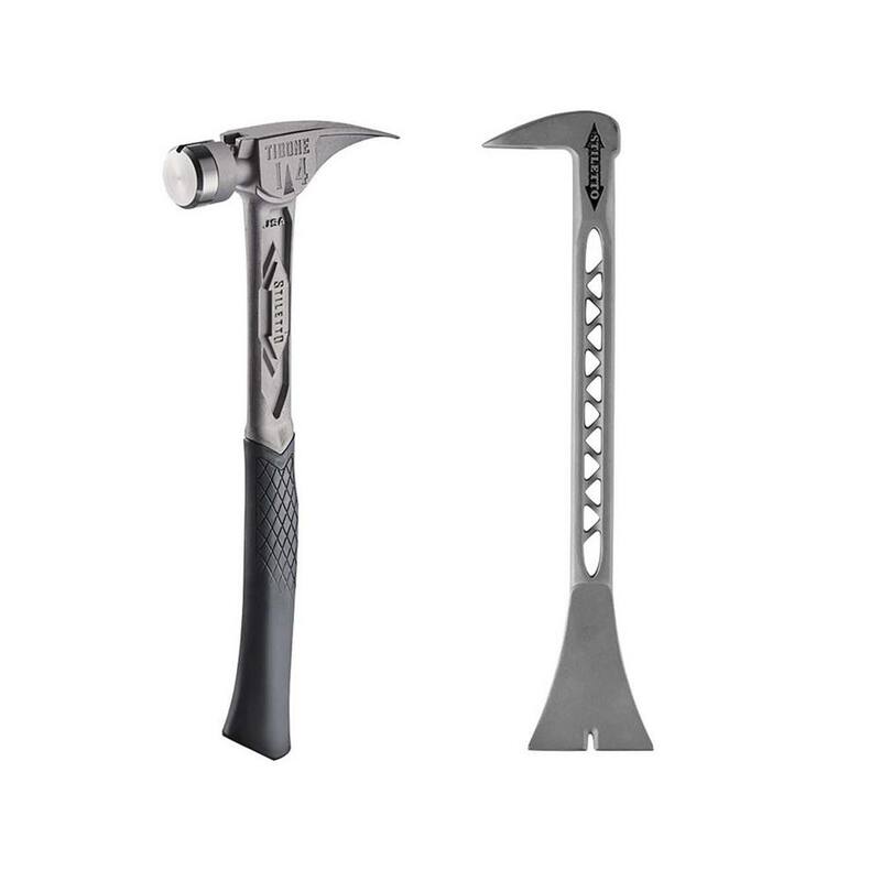 Stiletto 14 oz. TiBone con cara lisa y mango curvo con barra de recorte de titanio de 8.5 in. (2 piezas) - TIB14RSC-TrimBar5