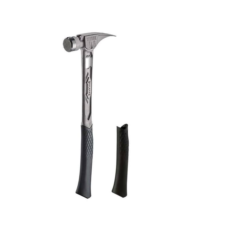 Martillo Stiletto de 15 oz. TiBone con cara fresada y mango curvo con agarre de repuesto en negro (2 piezas) - TIB15MC-TBRG-BL