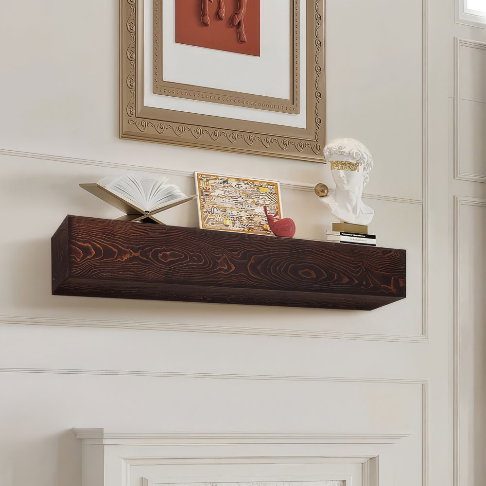 VEVOR Fireplace Mantel Wood Shelf Floating Rustic Fireplace Mantel 72" Brown - FBJXBLJ72YCF3IJO2V0