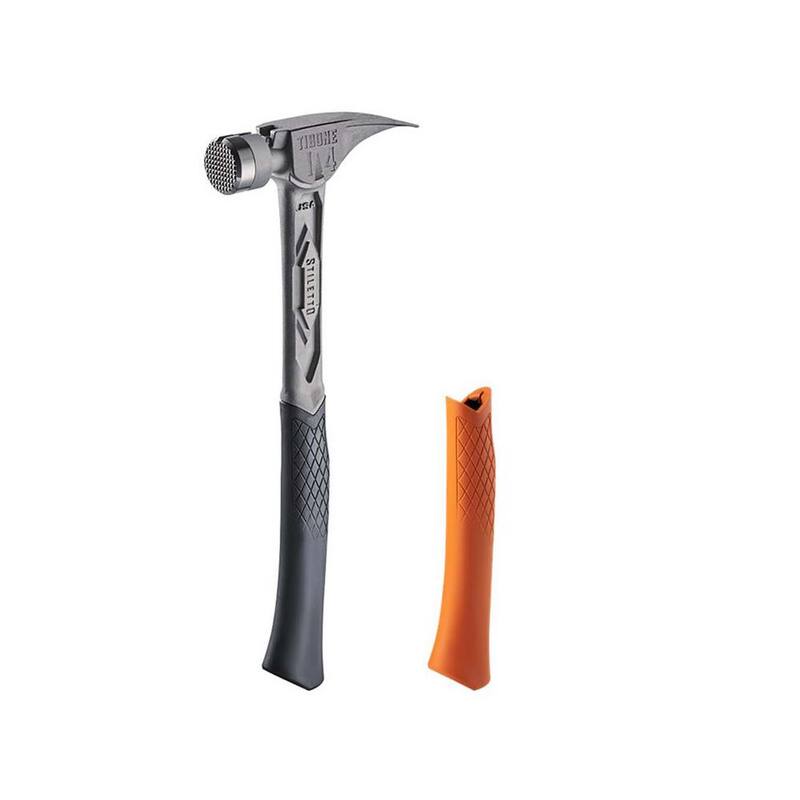 Martillo TiBone de 14 oz. con cara moleteada y mango curvo con agarre de repuesto color naranja (2 piezas) - TIB14RMC-TBRG-O
