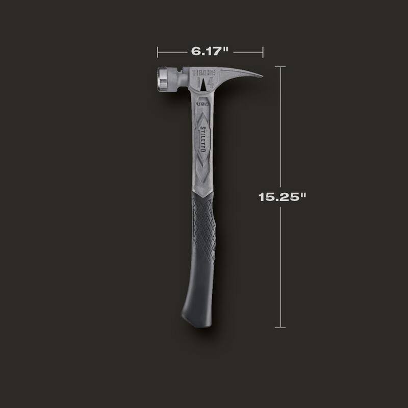 Stiletto 14 oz. TiBone con cara fresada, mango curvo con agarre de repuesto azul (2 piezas) - TIB14RMC-TBRG-B