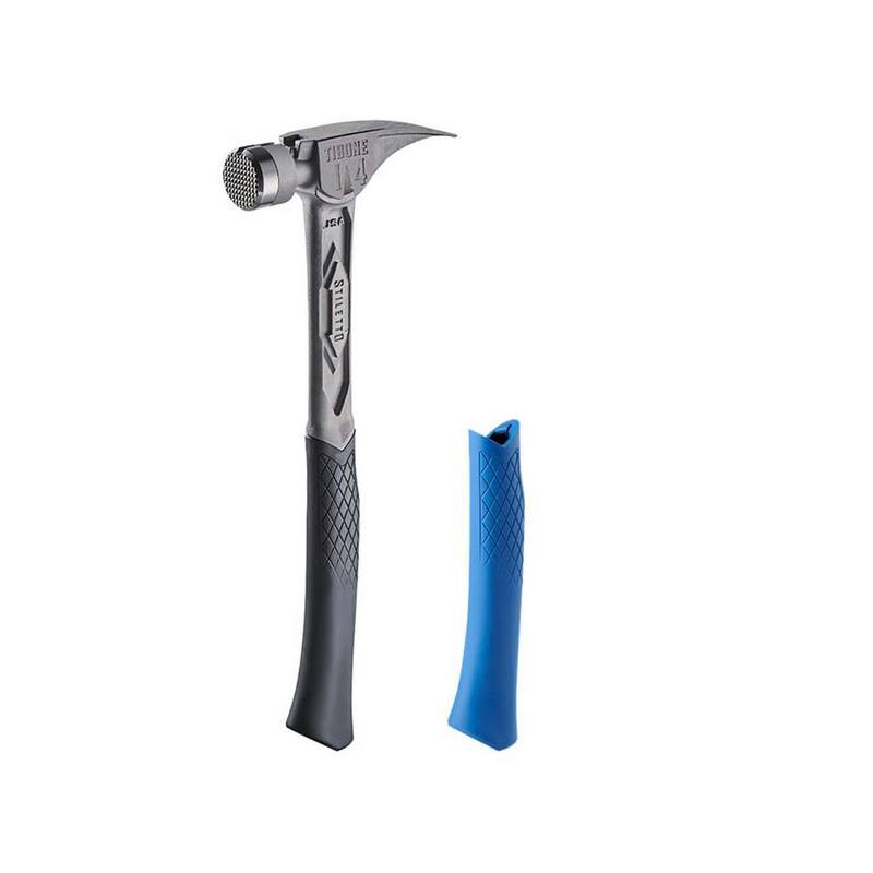 Stiletto 14 oz. TiBone con cara fresada, mango curvo con agarre de repuesto azul (2 piezas) - TIB14RMC-TBRG-B