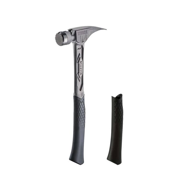 Stiletto 14 oz. TiBone con cara fresada y mango curvo con agarre de repuesto negro (2 piezas) - TIB14RMC-TBRG-BL