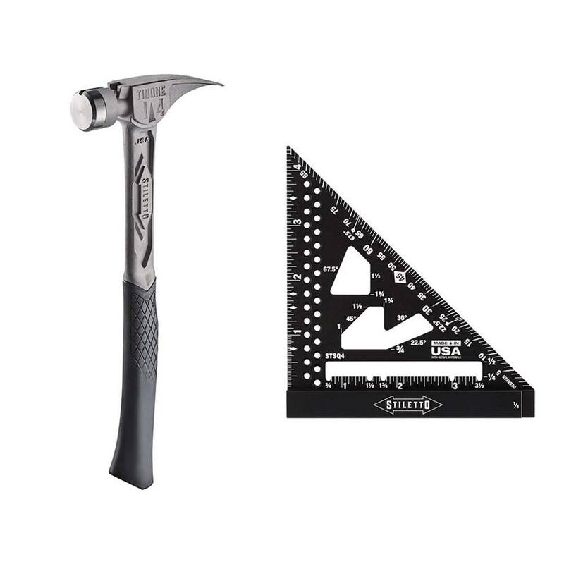 Stiletto 14 oz. TiBone con cara lisa y mango curvo con 4.5 pulgadas de cuadrada en color negro (juego de 2 piezas) - TIB14RSC-STSQ4