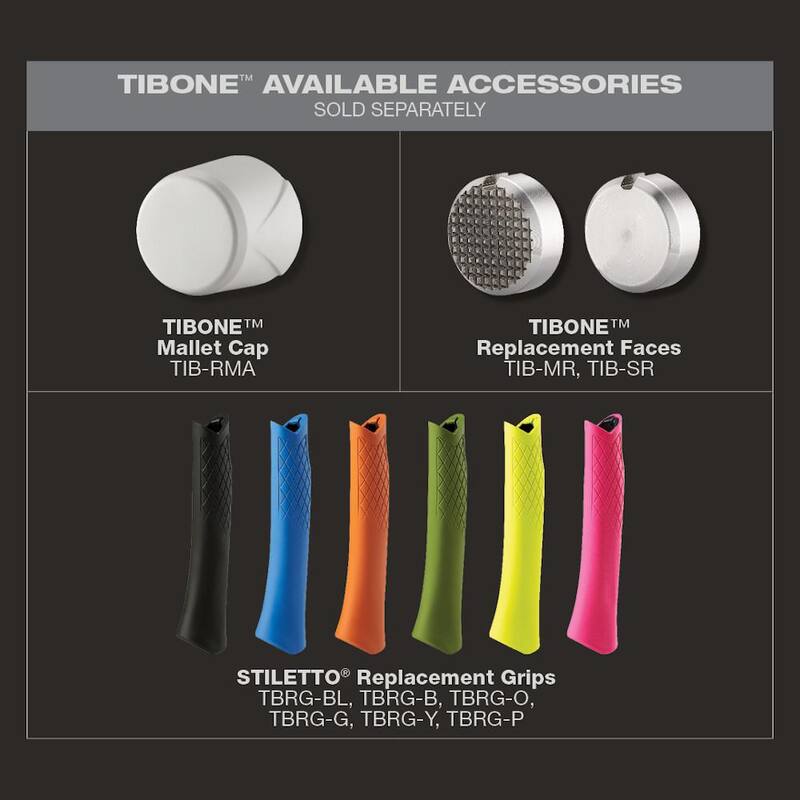 Stiletto 14 oz. TiBone con cara lisa y mango curvo con 4.5 pulgadas de cuadrada en color negro (juego de 2 piezas) - TIB14RSC-STSQ4