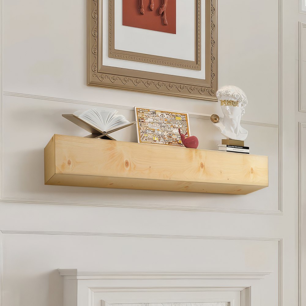 VEVOR Fireplace Mantel Wood Shelf Floating Rustic Fireplace Mantel 72" Natural - FBJXBLJ72YCFCYC1VV0