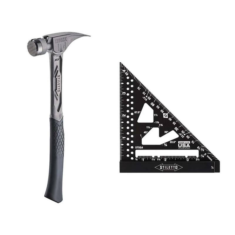 Martillo de 14 oz. TiBone con cara fresada y mango curvo con cuadrado de corte de 4.5 pulgadas (2 piezas) - TIB14RMC-STSQ4