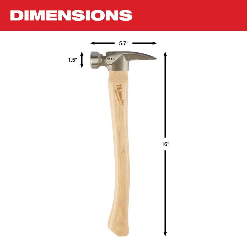 Martillo para enmarcar de Fresno con cara fresada de madera de 19 oz. de Milwaukee - 48-22-9419