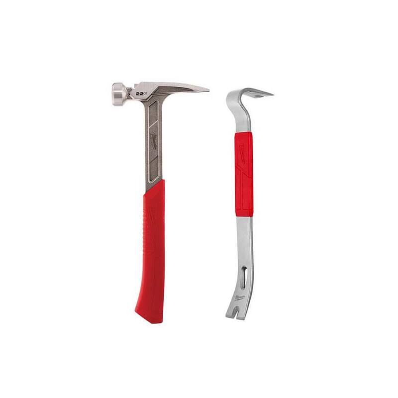 Martillo de marco de cara lisa de 22 oz. Milwaukee con barra de palanca de 15 pulgadas - 48-22-9023-48-22-9035