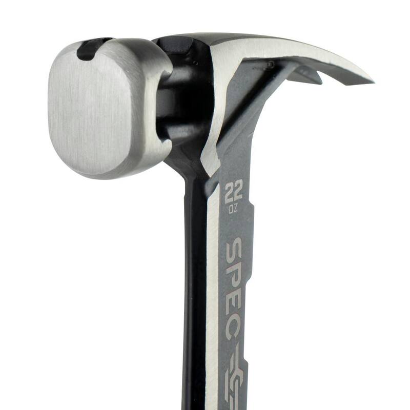 Martillo para estructuras SPEC OPS, 22 oz., Garra de desgarre, Cara lisa, Agarre absorbente de impactos - SPEC-M22SF