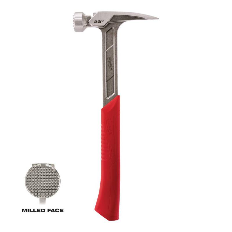 Martillo para enmarcar con cara fresada de 22 oz de Milwaukee con palanca de 12 pulgadas - 48-22-9022-48-22-9034.