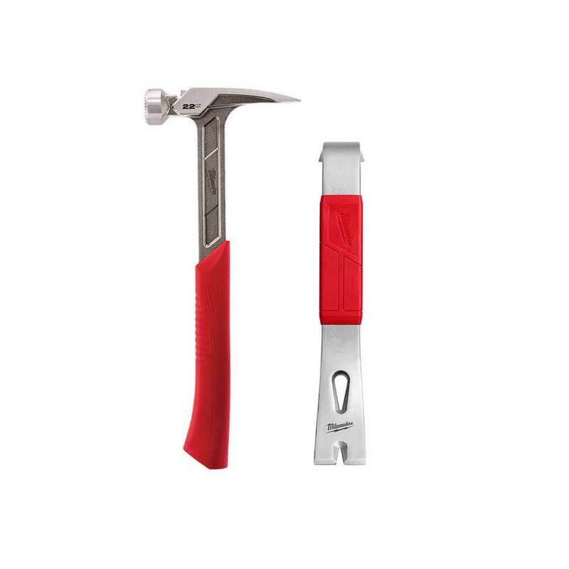 Martillo para enmarcar con cara fresada de 22 oz de Milwaukee con palanca de 12 pulgadas - 48-22-9022-48-22-9034.