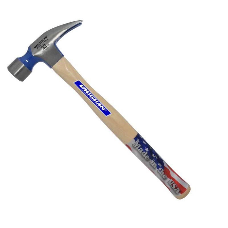 Martillo de armazón Vaughan de acero al carbono de 32 oz con cara lisa y mango de madera dura de 18 pulgadas - 707