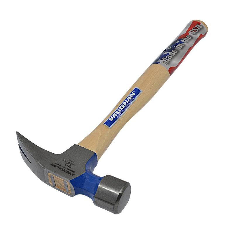 Martillo de armazón Vaughan de acero al carbono de 32 oz con cara lisa y mango de madera dura de 18 pulgadas - 707